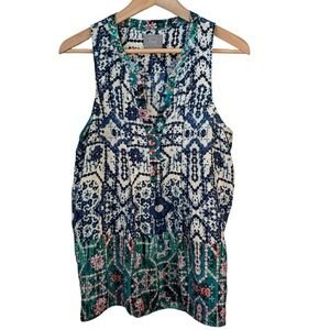 Vanessa Virginia Anthropologie 100% Silk Massi Sleeveless Popover Shirt Size 12